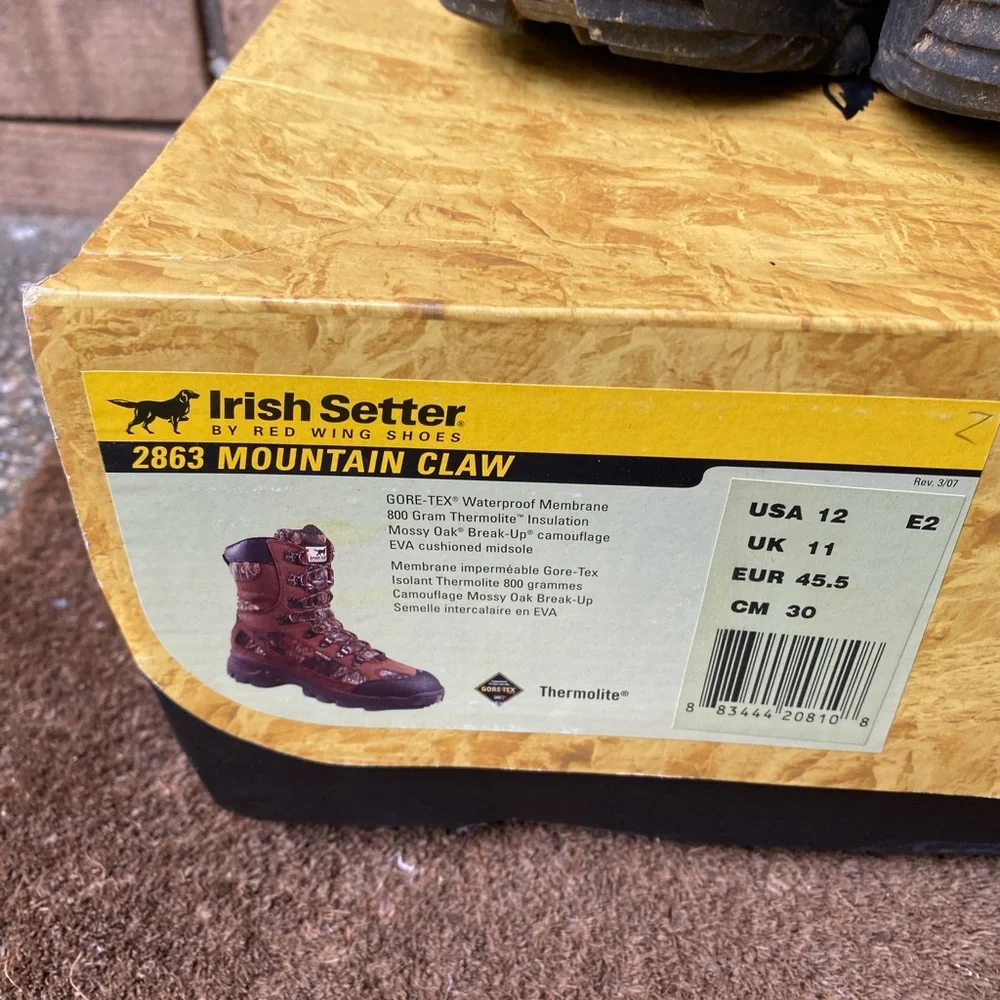 Irish Setter 2863 Mountain Claw 800g Insulated Waterproof Hunting Boots Men's 12